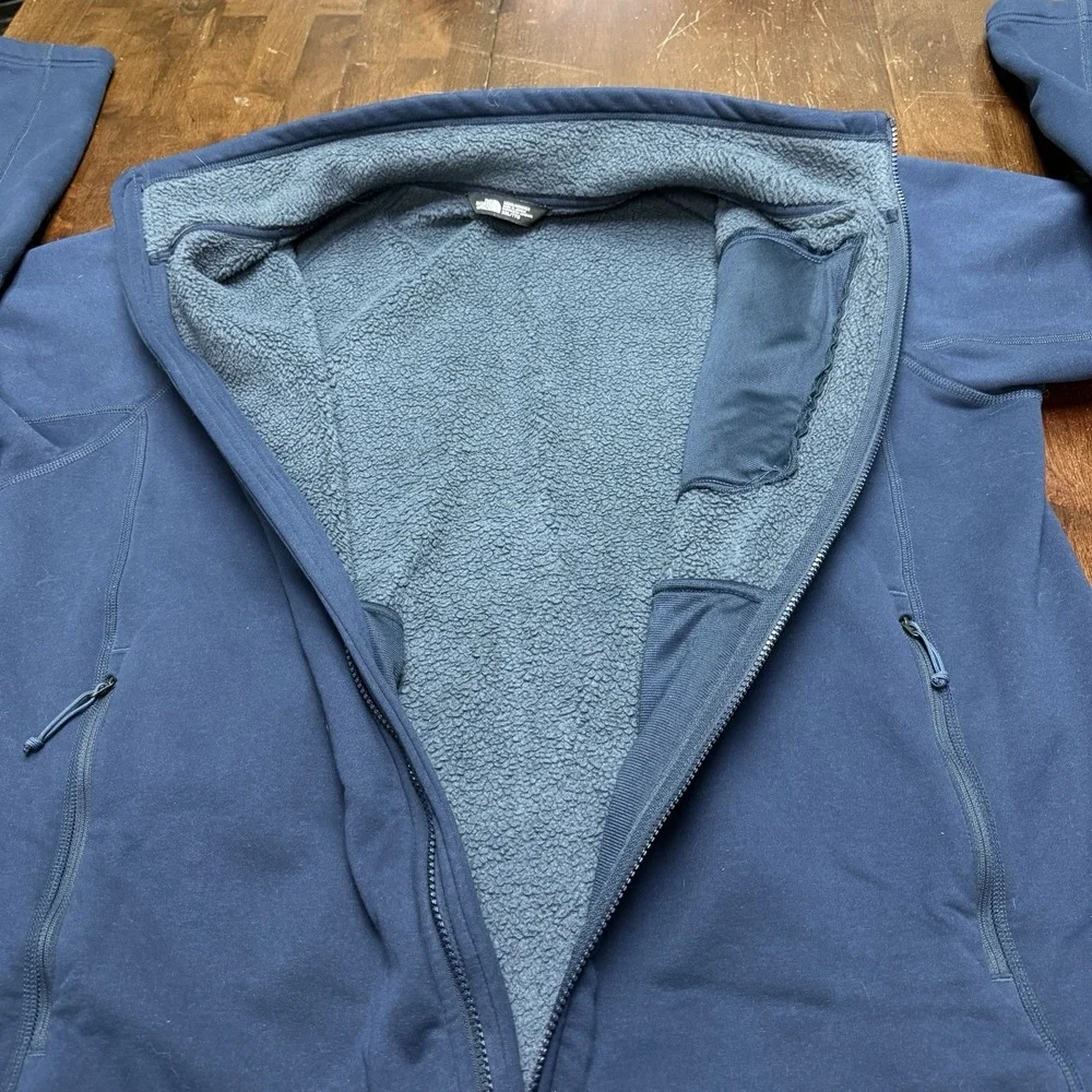 The North Face Jacket Mens XXL Navy Timber Full Zip Soft Shell Sherpa Hiking EUC